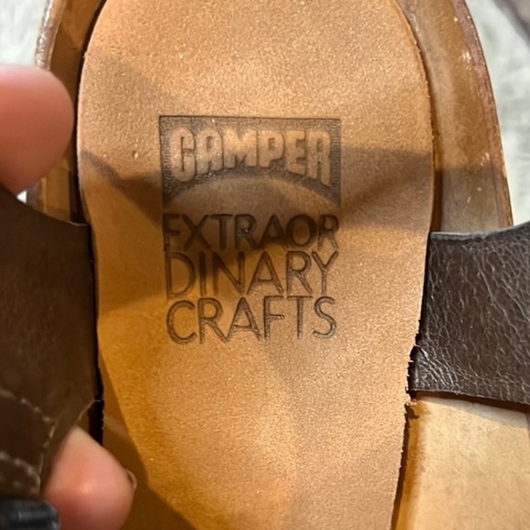 Camper Women's Taupe and Camel strappy Leather Sandals size 38 or US 7 1/2 - Picture 2 of 14